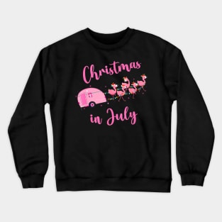 Funny Flamingo Pink Camping Car Christmas In July Crewneck Sweatshirt